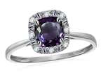 Star K 14 kt White Gold Classic Cushion-Cut Simulated Alexandrite Designer Halo Ring Style number: 310783
