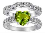 Star K 8mm Heart Shape Simulated Peridot and Cubic Zirconia Wedding Set Style number: 311275