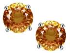 Star K Classic Round  7mm Simulated Imperial Yellow Topaz  Four Prong  Stud Earrings Style number: 313705