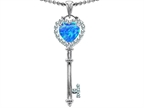 Star K Key To My Heart Love Pendant Necklace Heart Shape Blue Created Opal and Cubic Zirconia Style number: 350950