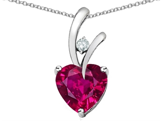 Star K Heart Shape 8mm Created Ruby Endless Love Pendant Necklace