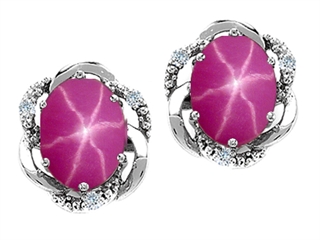 Tommaso Design Oval 8x6mm Created Star Ruby Earrings 300705 Main Image