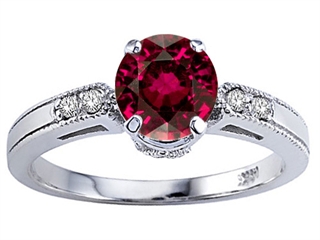 Tommaso Design Zoe R Blazing Ruby Red Topaz and Diamond Engagement Ring ...