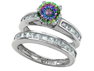 Star K Round Rainbow Mystic Topaz Wedding Set 305963 Main Image