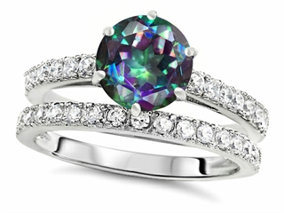 Star K Round 7mm Rainbow Mystic Topaz Wedding Ring 307698 Main Image