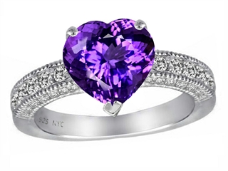 Star K 8mm Heart Shape Simulated Amethyst Ring | 308942 | Finejewelers.com