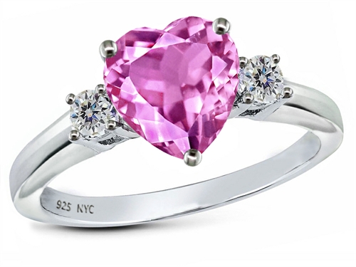 Star K 8mm Heart Shape Created Pink Sapphire Ring | 27219