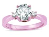 Star K ™ 3 Three Stone Round Genuine White Topaz Classic Engagement Promise Ring style: 316025