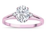 Star K ™ Oval 8x6 Genuine White Topaz Split Shank Three Stone Engagement Promise Ring style: 316997