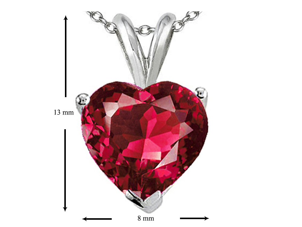 Star K 8mm Heart Created Ruby Pendant Necklace | 25816