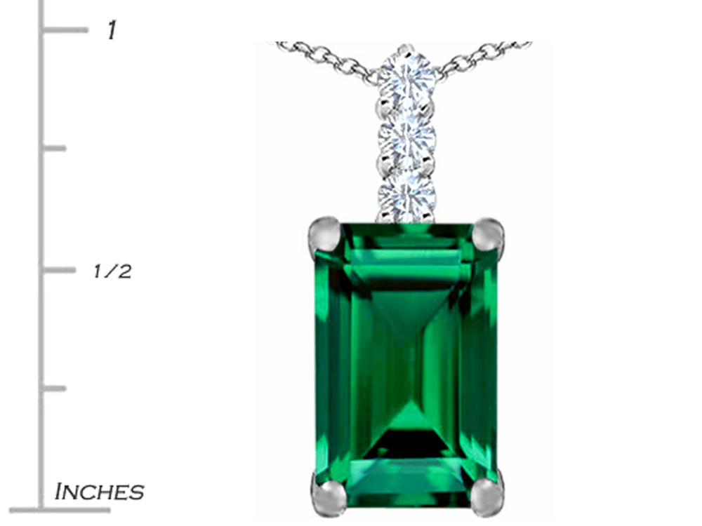 Star K Emerald Cut Simulated Emerald Pendant Necklace | 307460 ...