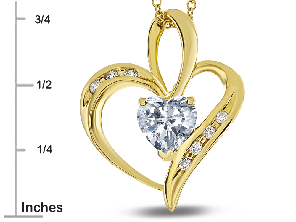 ♡K♡ Star K Heart Shape 6mm White Topaz Pendant Necklace | 311184