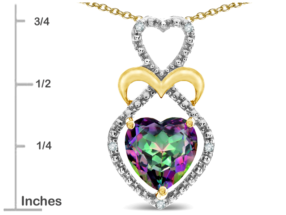 Star K Heart Shape 8mm Rainbow Mystic Topaz Heart Halo Embrace Pendant  Necklace 14k Gold Rhodium Finish, 312915