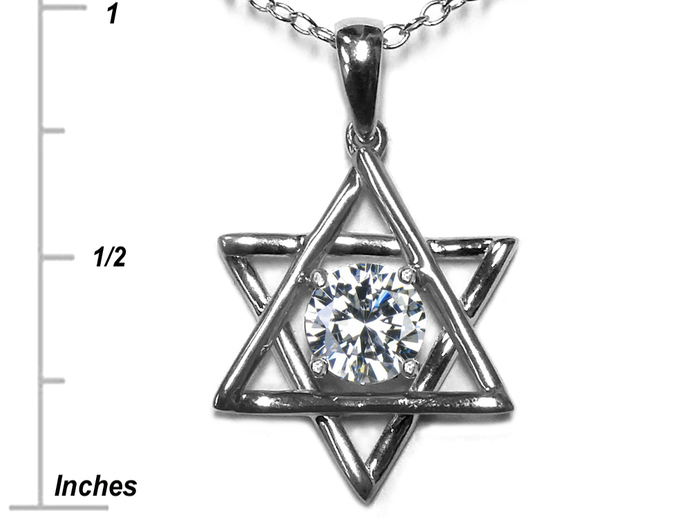 Star K Jewish Star of David Pendant Necklace Round Simulated