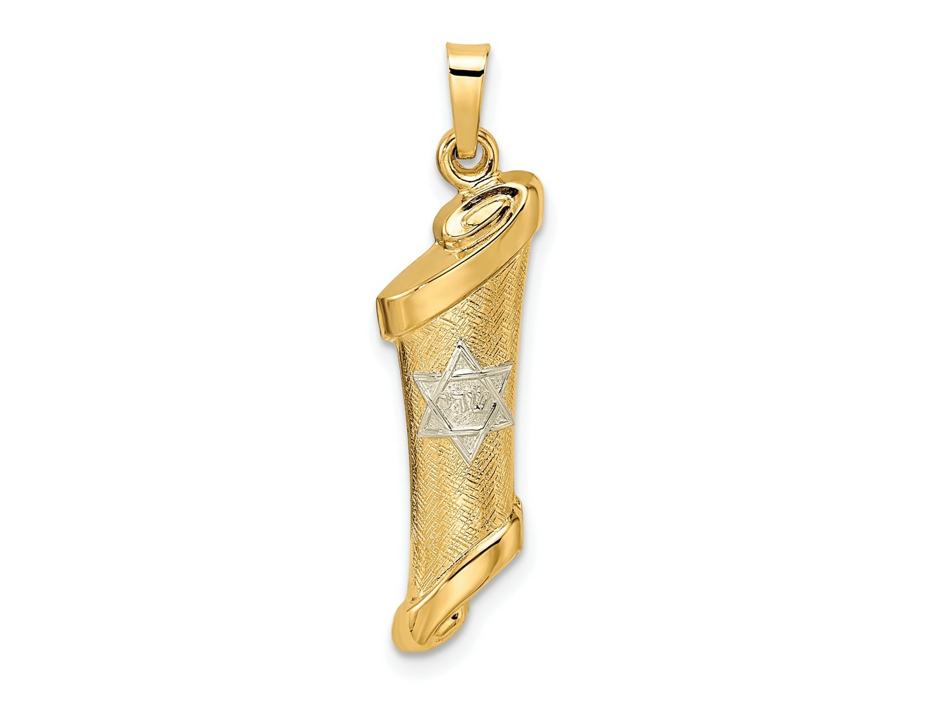 Religious Pendants， Two-Tone Hollow Mezuzah Pendant-