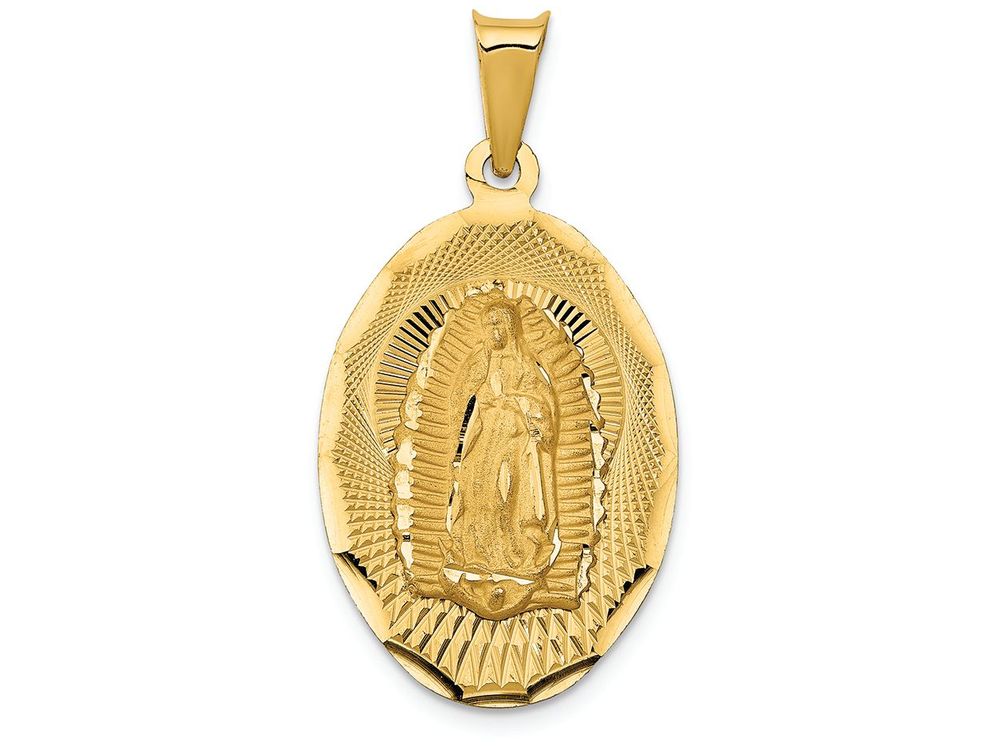 FJC Finejewelers 14k Yellow Gold Polished Bright Cut Lady Of Guadalupe Oval  Charm | K5635