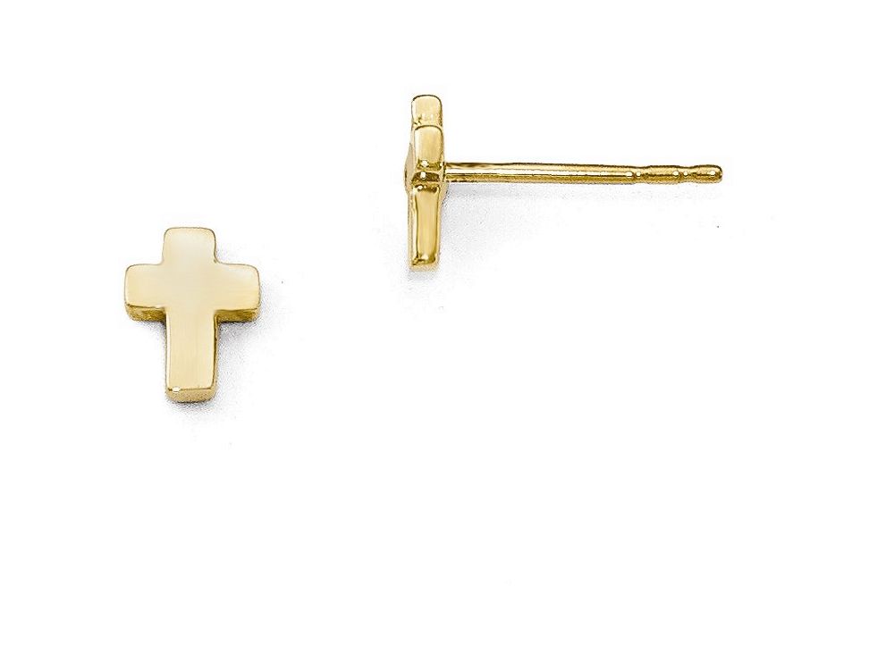 Finejewelers Small 14k Yellow Gold Polished Cross Post Earrings ...