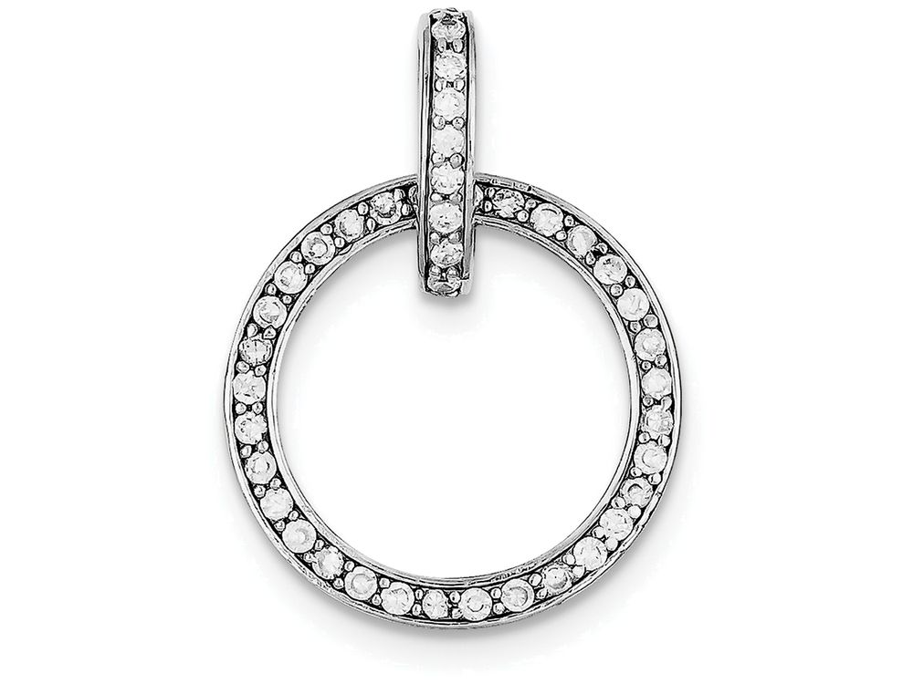 Finejewelers Sterling Silver Cubic Zirconia Circle Pendant Necklace Chain Included