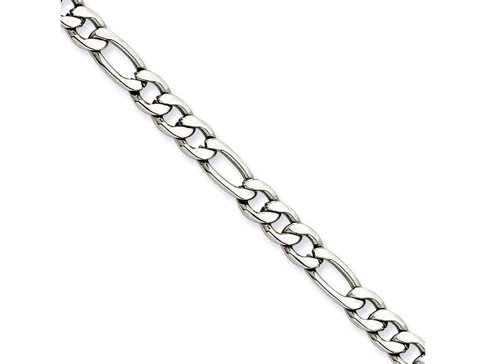 Men's 5.3mm Stainless Steel Figaro Chain Necklace, 20 inch