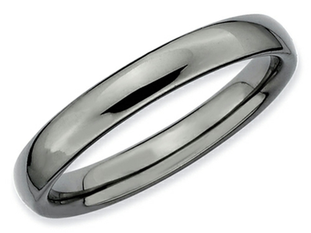 Stackable Expressions Sterling Silver Black-Plated Polished Ring