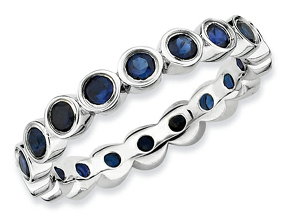 Sterling Silver Stackable Expressions Created Sapphire Ring ユニ