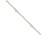 FJC Finejewelers 10 Inch 14k Yellow Gold bright-cut Hearts With 9in 1in Ext Anklet style: ANK21810