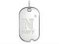 10k White Gold Logoart Navy Small Dog Tag Pendant Necklace 1w007usn