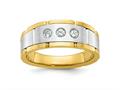 FJC Finejewelers 14 kt Two Tone Gold Men"s Polished and Satin 3-Stone Lab Grown Diamonds Ring 8 mm gqb639244ywlg