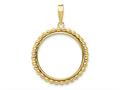 FJC Finejewelers 14 kt Yellow Gold with Beaded Edge 21.6mm Prong Coin Bezel Pendant 36 mm x 26 mm gqc1011216