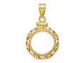 FJC Finejewelers 14 kt Yellow Gold Twisted Ribbon 13.0mm x 1.1mm Screw Top Coin Bezel Pendant 30 mm x 17 mm gqc1820130
