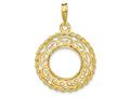 FJC Finejewelers 14 kt Yellow Gold Scroll Design with Rope Edge 13.0mm Prong Coin Bezel Pendant 36 mm x 25 mm gqc3096130