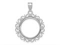 FJC Finejewelers 14 kt White Gold Polished Fancy 16.5mm Prong Coin Bezel Pendant 30 mm x 22 mm gqc8190w165