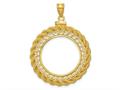 FJC Finejewelers 14 kt Yellow Gold Zigzag with Rope 22.0mm x 1.9mm Screw Top Coin Bezel Pendant 44 mm x 32 mm gqp2194220