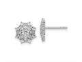 FJC Finejewelers 925 Sterling Silver Button Rhodium Plated CZ Flower Post Earrings 10 x 10 mm gqqe15771