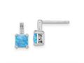 FJC Finejewelers 925 Sterling Silver Dangle Square Blue Created Opal Post Earrings 9 x 5 mm gqqe15795