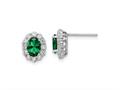 FJC Finejewelers 925 Sterling Silver Button Green and White CZ Oval Post Earrings 11 x 9 mm gqqe16166