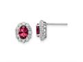 FJC Finejewelers 925 Sterling Silver Button Rhodium Plated Red and White CZ Oval Post Earrings 11 x 9 mm gqqe16167