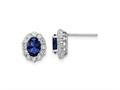FJC Finejewelers 925 Sterling Silver Button  Polished Blue and White CZ Oval Post Earrings 11 x 9 mm gqqe16168