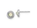 FJC Finejewelers 925 Sterling Silver Button Rhod-plated Created Opal and CZ Halo Post Earrings 6 x 6 mm gqqe16403