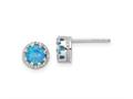 FJC Finejewelers 925 Sterling Silver Button  Polished Blue Created Opal Post Earrings 7 x 7 mm gqqe16405