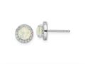 FJC Finejewelers 925 Sterling Silver Button RH-pltd Created Opal/CZ Round Halo Post Earrings 8 x 8 mm gqqe16406
