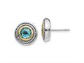 FJC Finejewelers Silver and 14k Gold Two-Tone Antiqued with 6mm Blue Topaz Earrings 12 x 12 mm gqqtc749