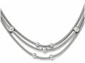 Finejewelers Sterling Silver Polished Beaded Mesh Necklace