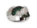 Cheryl M™ Sterling Silver CZ and Simulated Emerald Twin Snakes Ring qcm637