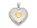 Finejewelers Sterling Silver Rhodium-plated W/gold-plate 21mm Heart Locket Pendant Necklace 18 inch chain included