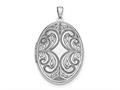 Finejewelers Sterling Silver Rhodium-plated Oval Scroll Locket Pendant Necklace 18 inch chain included