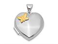 FJC Finejewelers Sterling Silver Rhodium-plated Heart W/gold-plating Butterfly Locket Pendant Necklace 18 inch chain inc qls675