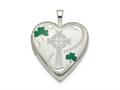 FJC Finejewelers Sterling Silver 20mm Green Enamel Clover/cross Heart Locket Pendant Necklace 18 inch chain included qls795