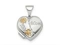 FJC Finejewelers Sterling Silver Rhodium-plated and Gold-tone Floral Mom Heart Locket Pendant Necklace 18 inch chain inc qls816