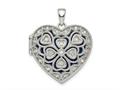 Finejewelers Sterling Silver Rhodium-plated Fancy Cz Heart Locket Pendant Necklace 18 inch chain included